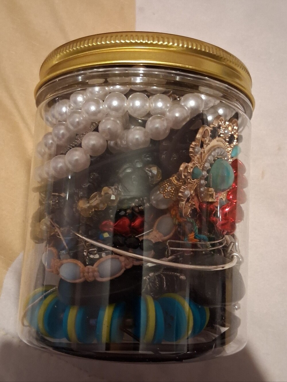 Vintage Jewelry Mystery Jar Mixed Costume Jewelry Boho Pearl Lot